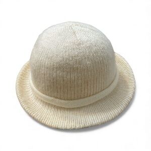 Vintage ARIS Knit Bowler Cloche Hat 🤍 Made in USA • Ivory Cream Winter Knit